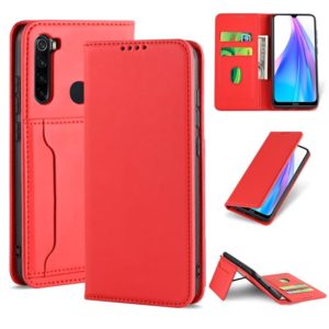 For Xiaomi Redmi Note 8T(India Version) Strong Magnetism Shockproof Horizontal Flip Liquid Feel Leather Case with Holder & Card Slots & Wallet(Red) (OEM)