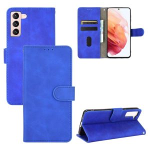 For Samsung Galaxy S21 5G Solid Color Skin Feel Magnetic Buckle Horizontal Flip Calf Texture PU Leather Case with Holder & Card Slots & Wallet(Blue) (OEM)