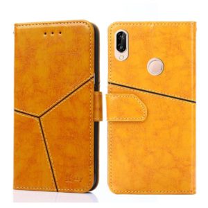 For Huawei P20 lite / nova 3e Geometric Stitching Horizontal Flip TPU + PU Leather Case with Holder & Card Slots & Wallet(Yellow) (OEM)