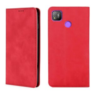 For Infinix Tecno Pop 4 Skin Feel Magnetic Horizontal Flip Leather Case with Holder & Card Slots(Red) (OEM)