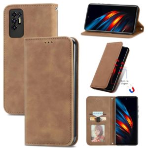 For TECNO Pova 2 Retro Skin Feel Business Magnetic Horizontal Flip Leather Case with Holder & Card Slots & Wallet & Photo Frame(Brown) (OEM)