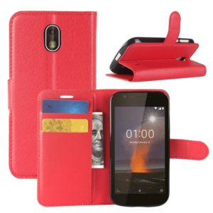 For Nokia 1 Litchi Texture Horizontal Flip Leather Case with Wallet & Holder & Card Slots(Red) (OEM)