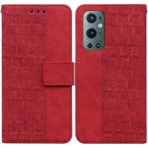 For OnePlus 9 Pro Geometric Embossed Leather Phone Case(Red) (OEM)
