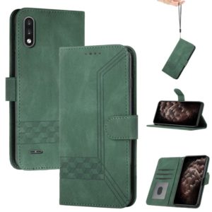For LG K22 Cubic Skin Feel Flip Leather Phone Case(Dark Green) (OEM)