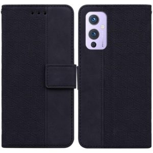 For OnePlus 9 Geometric Embossed Leather Phone Case(Black) (OEM)