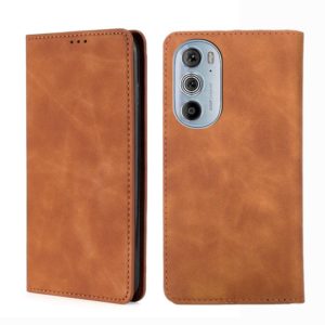 For Motorola Moto Edge+ 2022/Edge 30 Pro Skin Feel Magnetic Horizontal Flip Leather Phone Case(Light Brown) (OEM)
