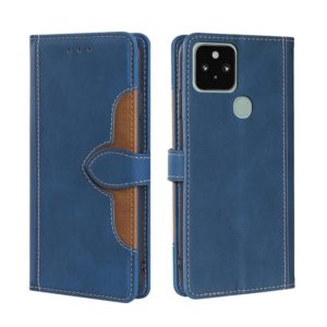 For Google Pixel 5 Skin Feel Straw Hat Magnetic Buckle Horizontal Flip Leather Case with Holder & Card Slots & Wallet(Blue) (OEM)