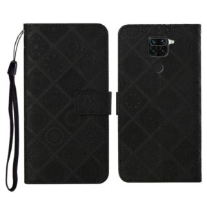For Xiaomi Redmi Note 9 Ethnic Style Embossed Pattern Horizontal Flip Leather Case with Holder & Card Slots & Wallet & Lanyard(Black) (OEM)