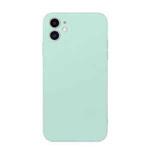 For iPhone 12 Straight Edge Solid Color TPU Shockproof Case(Light Cyan) (OEM)