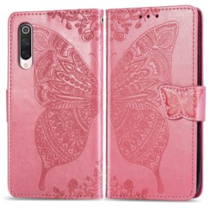 For Xiaomi 9 Pro Butterfly Love Flower Embossed Horizontal Flip Leather Case with Bracket Lanyard Card Slot Wallet(Pink) (OEM)