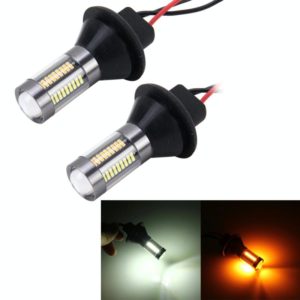 2PCS 1156/Ba15s 5W 300LM 66LEDs SMD-4014 Car Tail Bulb Turn Signal Auto Reverse Lamp Daytime Turn Running Light Car Source (White Light+ Yellow Light),Cable Lenght:1 m (OEM)