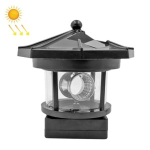 Outdoor Waterproof LED Solar Rotating Lighthouse Garden Decoration Induction Landscape Light(Black) (OEM)