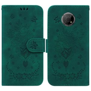 For Nokia G300 Butterfly Rose Embossed Leather Phone Case(Green) (OEM)