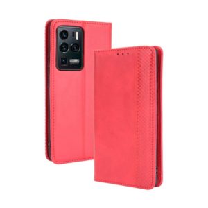 For ZTE Axon 30 Ultra 5G Magnetic Buckle Retro Crazy Horse Texture Horizontal Flip Leather Case with Holder & Card Slots & Photo Frame(Red) (OEM)