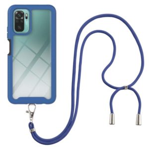 For Xiaomi Redmi Note 10 Starry Sky Solid Color Series Shockproof PC + TPU Protective Case with Neck Strap(Blue) (OEM)