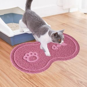 Lovely PVC Cat Litter Mat Eight-shaped Anti-skid Placemat Pet Supplies(Pink) (OEM)