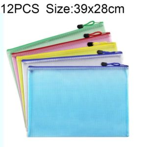 Zipper Plastic Mesh Stationery Bag, Random Color Delivery (B4, Size: 39x28cm) (OEM)
