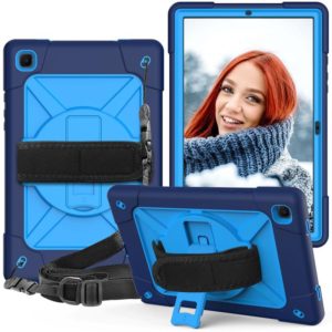 For Samsung Galaxy Tab A7 10.4 (2020) T500 Contrast Color Silicone + PC Combination Case with Holder(Navy Blue + Blue) (OEM)