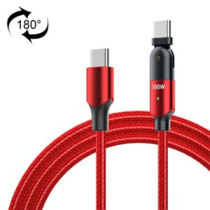 FXCTL-WY09 100W 5A USB-C / Type-C to Type-C 180 Degree Rotating Elbow Fast Charging Cable, Length:1.2m(Red) (OEM)