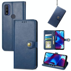 For Motorola Moto G Pure Retro Solid Color Buckle Leather Phone Case(Blue) (OEM)