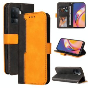 For OPPO A94 4G/F19 Pro/Reno5 F Business Stitching-Color Horizontal Flip PU Leather Case with Holder & Card Slots & Photo Frame & Lanyard(Orange) (OEM)