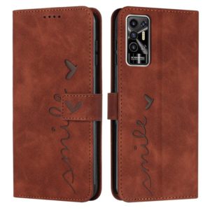 For Tecno Pova 2 Skin Feel Heart Pattern Leather Phone Case(Brown) (OEM)