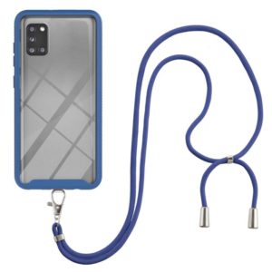 For Samsung Galaxy A31 Starry Sky Solid Color Series Shockproof PC + TPU Protective Case with Neck Strap(Blue) (OEM)