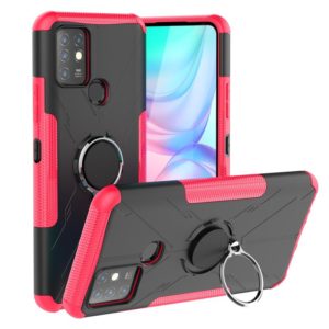 For Infinix Note 10 Armor Bear Shockproof PC + TPU Protective Case with Ring Holder(Rose Red) (OEM)