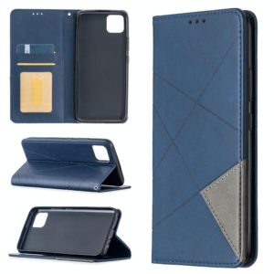For OPPO Realme C11 Rhombus Texture Horizontal Flip Magnetic Leather Case with Holder & Card Slots(Blue) (OEM)
