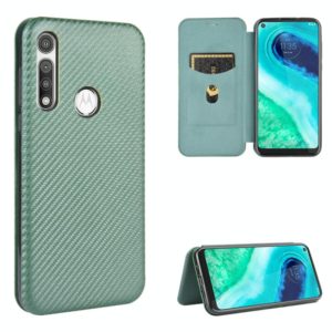 For Motorola Moto G Fast Carbon Fiber Texture Horizontal Flip TPU + PC + PU Leather Case with Rope & Card Slot(Green) (OEM)