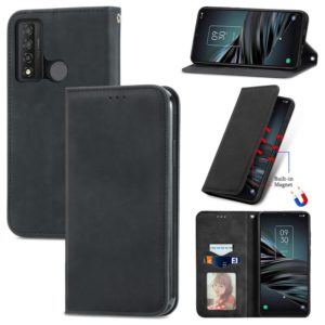 For TCL 20 XE Retro Skin Feel Magnetic Horizontal Flip Leather Phone Case(Black) (OEM)