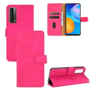 For Huawei P Smart 2021 / Y7A Solid Color Skin Feel Magnetic Buckle Horizontal Flip Calf Texture PU Leather Case with Holder & Card Slots & Wallet(Rose Red) (OEM)