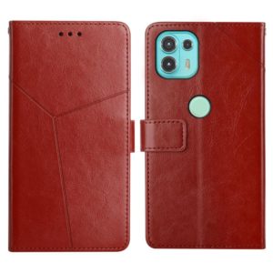 For Motorola Edge 20 Lite Y Stitching Horizontal Flip Leather Phone Case with Holder & Card Slots & Wallet & Photo Frame(Brown) (OEM)