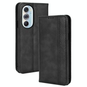For Motorola Moto Edge 30 Pro/Edge+ 2022/Edge X30 Magnetic Buckle Retro Crazy Horse Leather Phone Case(Black) (OEM)