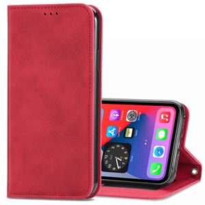For iPhone 12 / 12 Pro Retro Skin Feel Business Magnetic Horizontal Flip Leather Case with Holder & Card Slots & Wallet & Photo Frame(Red) (OEM)