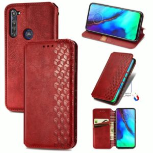 For Motorola Moto G Pro Cubic Grid Pressed Horizontal Flip Magnetic PU Leather Case with Holder & Card Slots & Wallet(Red) (OEM)