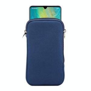 Universal Elasticity Zipper Protective Case Storage Bag with Lanyard For Huawei Mate 20 X / 7.2 inch Smart Phones(Sapphire Blue) (OEM)