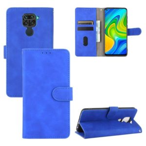 For Xiaomi Redmi Note 9 Solid Color Skin Feel Magnetic Buckle Horizontal Flip Calf Texture PU Leather Case with Holder & Card Slots & Wallet(Blue) (OEM)