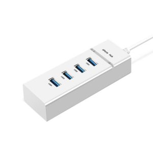 4 X USB 2.0 Ports HUB Converter, Cable Length: 15cm,Style： With Light Bar White (OEM)