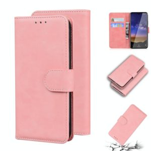 For Nokia 2.2 Skin Feel Pure Color Flip Leather Phone Case(Pink) (OEM)
