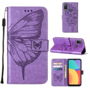For Alcatel 1L 2021 Embossed Butterfly Leather Phone Case(Purple) (OEM)