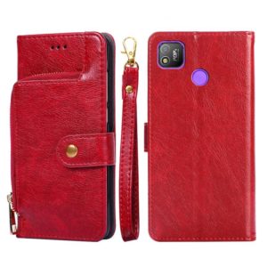 For Tecno Pop 4 Zipper Bag Leather Phone Case(Red) (OEM)