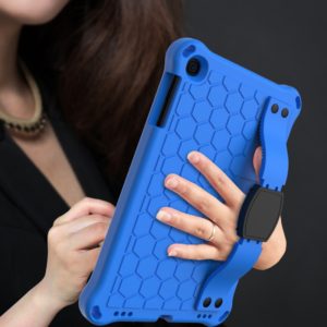 For iPad mini 5 / 4 / 3 / 2 /1 Honeycomb Design EVA + PC Four Corner Anti Falling Flat Protective Shell With Straps(Blue+Black) (OEM)