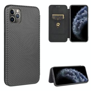 For iPhone 11 Pro Carbon Fiber Texture Horizontal Flip TPU + PC + PU Leather Case with Card Slot(Black) (OEM)