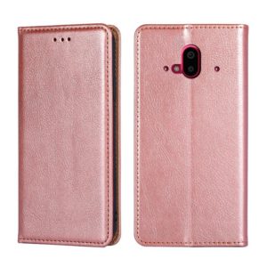 For Fujitsu Arrows F-52B Pure Color Magnetic Leather Phone Case(Rose Gold) (OEM)