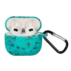 For AirPods Pro Bluetooth Earphone Silicone Case(Lake Green Floral) (OEM)