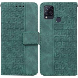 For Infinix Hot 10s / Hot 10T Geometric Embossed Leather Phone Case(Green) (OEM)