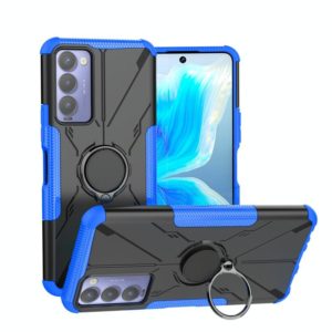 For Tecno Camon 18 Armor Bear Shockproof PC + TPU Phone Case with Ring Holder(Blue) (OEM)