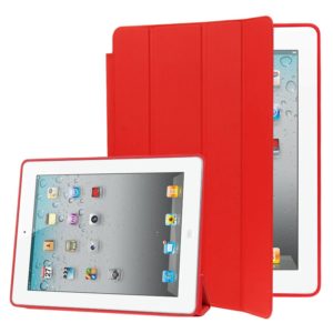 4-folding Slim Smart Cover Leather Case with Holder & Sleep / Wake-up Function for iPad 4 / New iPad (iPad 3) / iPad 2(Red) (OEM)