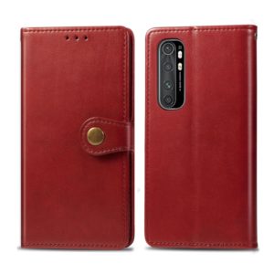 For Xiaomi Note 10 Lite Retro Solid Color Leather Buckle Phone Case with Lanyard & Photo Frame & Card Slot & Wallet & Stand Function(Red) (OEM)